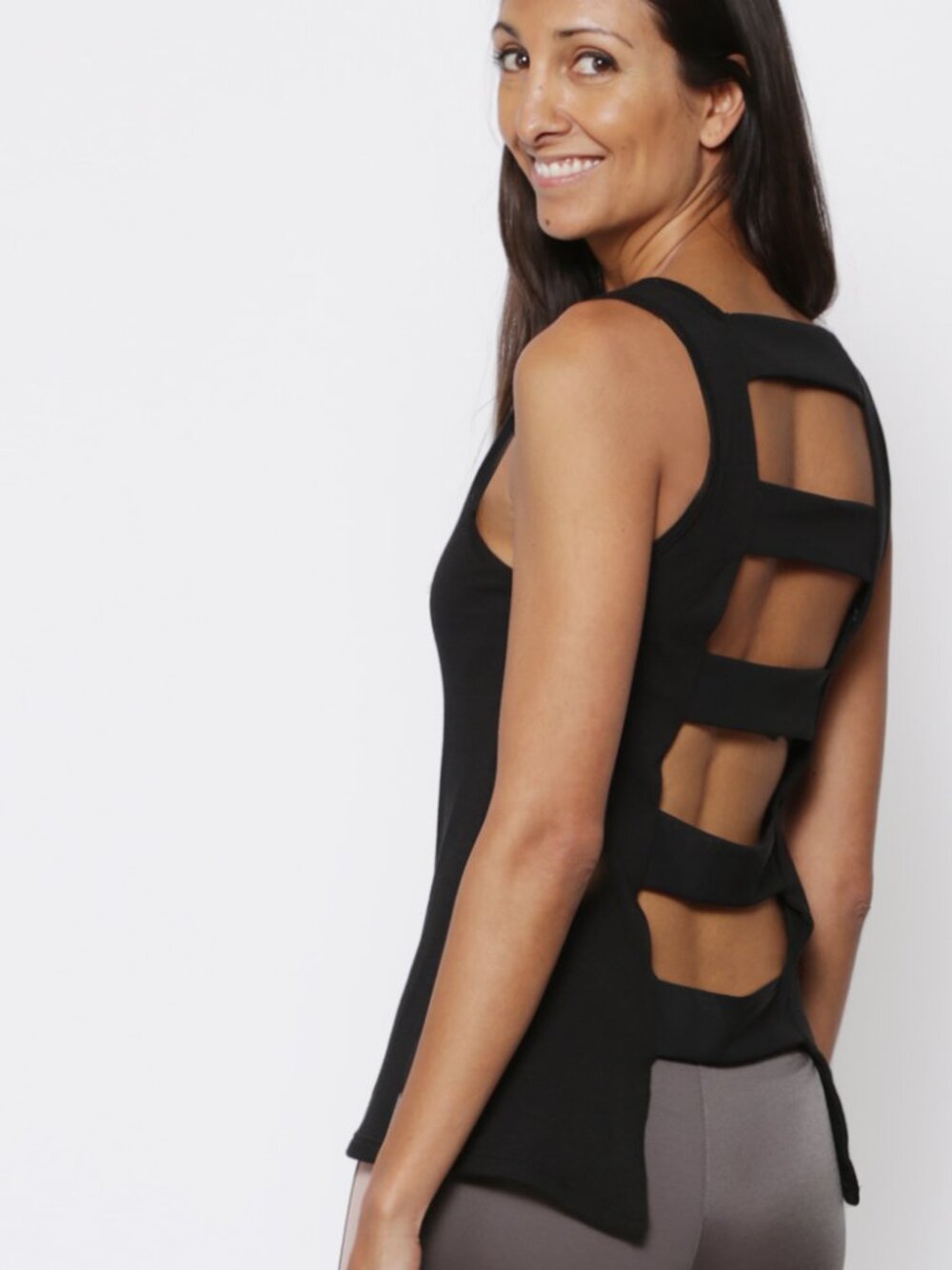 NWT Koral Women's Ladder Back Sleeveless Top Black/Black Size L